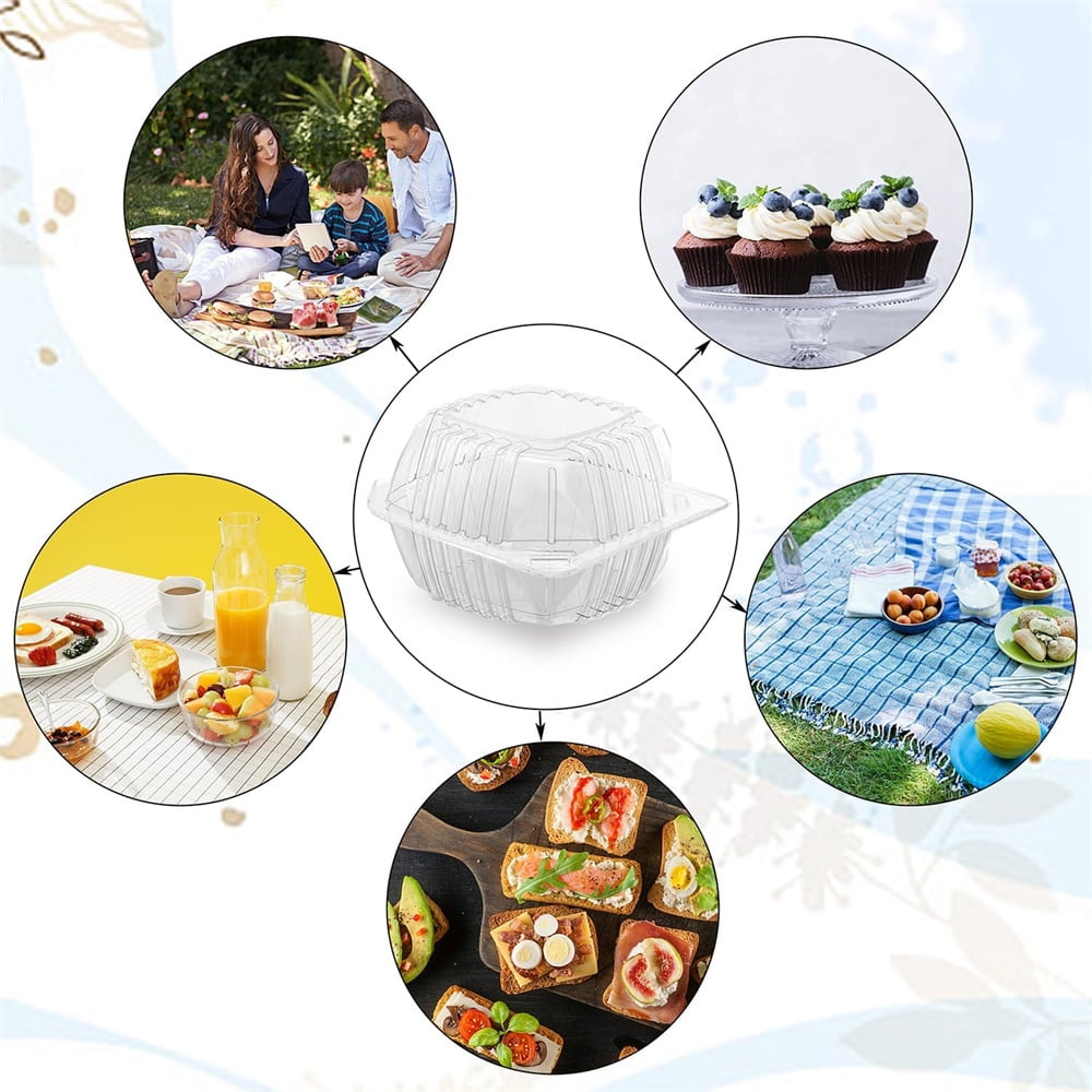 Envases De Plastico Con Tapa 200-Pack Clear Clamshell Containers - 5.3x4.7x2.8\ (Hinged Lids) Clamshell Take Out Containers