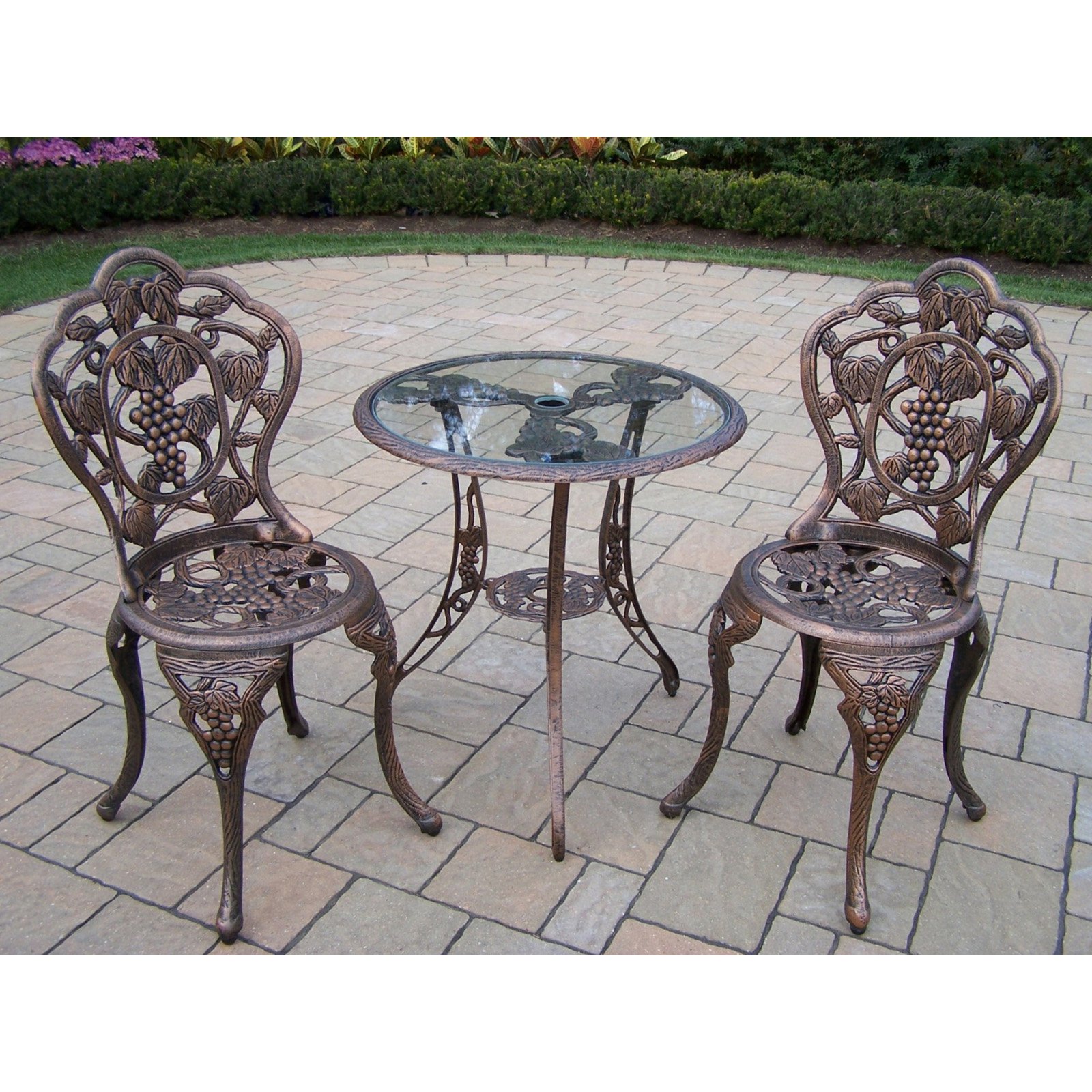 Oakland Living Vineyard Cast Aluminum Glass Top Patio Bistro Set