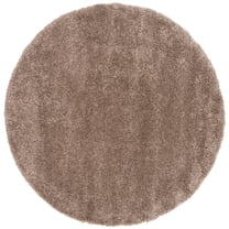 SAFAVIEH Royal Juliet Solid Plush Shag Area Rug, Brown, 6'7" x 6'7" Round