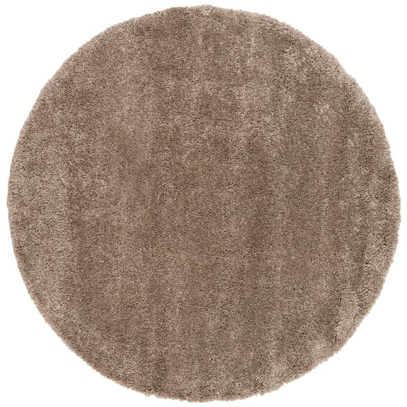 SAFAVIEH Royal Juliet Solid Plush Shag Area Rug, Brown, 6'7" x 6'7" Round