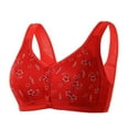 Busydd 2 Pack Women Bras Full Coverage Front Closure Bralette Wide Strap Embroidered Floral