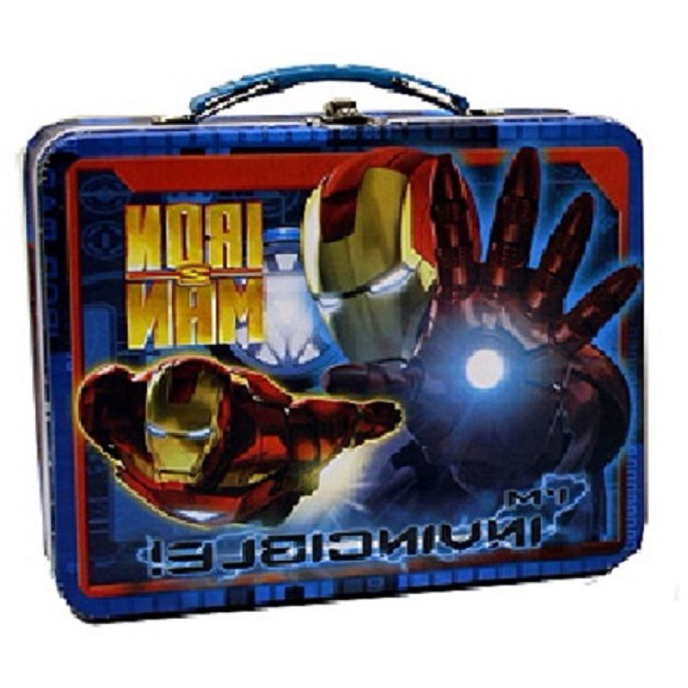 Tin Box Company Iron Man 2 Square Carry All Tin School Lunchbox 