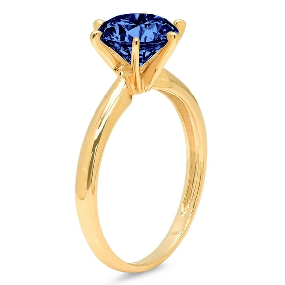 2.5 ct Round Cut Simulated Tanzanite Solitaire Engagement Ring for Women in 18K Yellow Gold