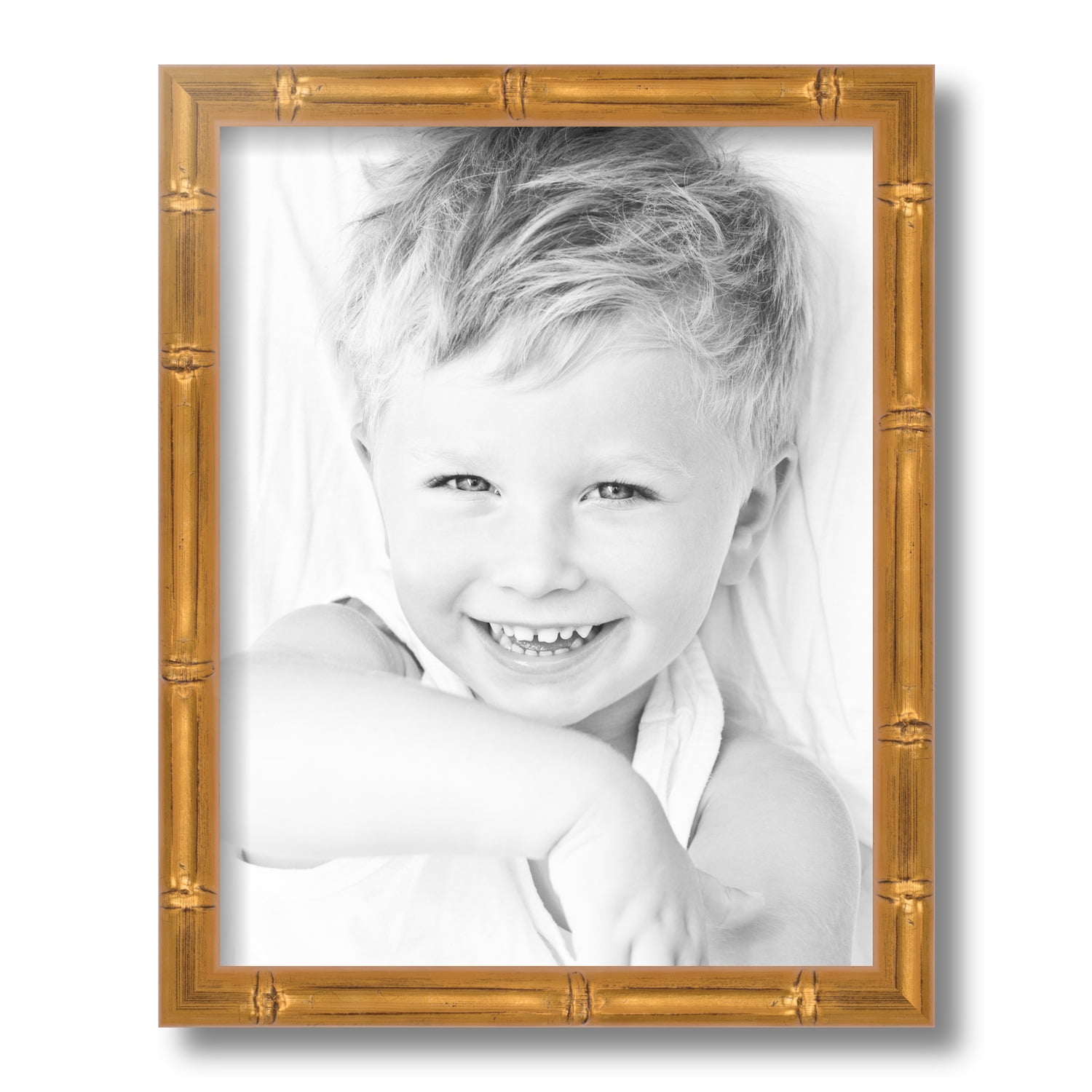 ArtToFrames 11x14 Inch Gold Bamboo large Picture Frame, This Gold Wood Poster Frame is Great for Your Art or Photos, Comes with Regular Glass (4877)