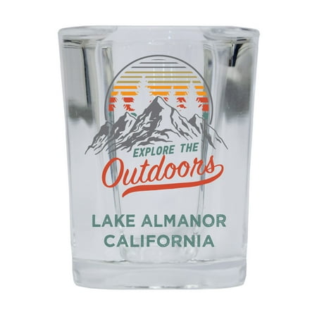 

Lake Almanor California Explore the Outdoors Souvenir 2 Ounce Square Base Liquor Shot Glass 4-Pack
