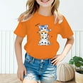 thumbnail image 2 of Big Girls T Shirts Size 8-9 Short Sleeve Crewneck Cute Cartoon Graphic Printed Shirt Soft and Breathable Oversized Pullover Tops (Animal, Orange, 8-9 Years), 2 of 5
