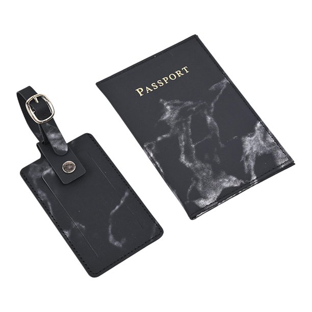 Funda y etiqueta para equipaje, tarjetero, billetera de piel sintética para hombre. Negro
