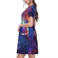 thumbnail image 2 of Balery Starry Sky Turtle Vestidos sueltos de manga corta para mujer, vestidos de verano 2025, vestidos casuales de corte A con vuelo., 2 of 6
