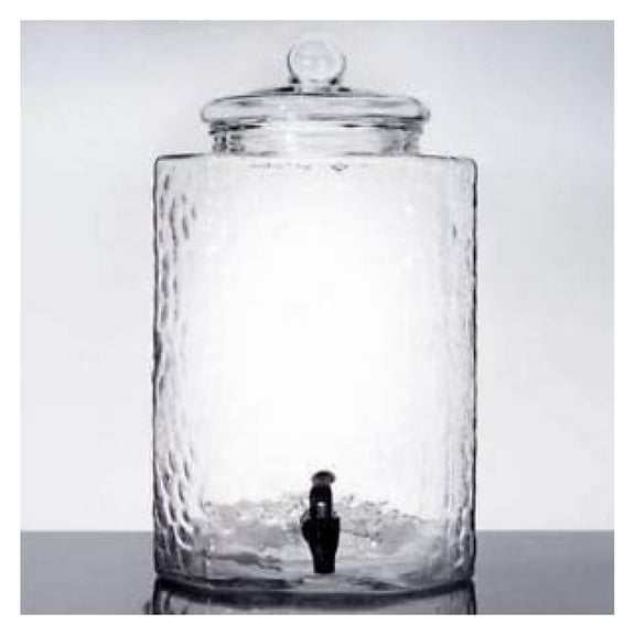 5 Gallon Hammered Glass Beverage Dispenser with Spigot - Large Drink Dispenser for Parties, Cold Brew, Lemonade, Iced Tea - Decorative Glass Jar