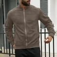 thumbnail image 2 of Cmfcve Men's Lightweight Sweatshirt Jacket Solid Color Long Sleeve Hoodless Running Coat Zipper Business Casual Cardigan, 2 of 8