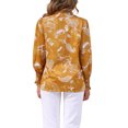 thumbnail image 3 of INSPIRE CHIC Women's Button Down Floral Long Sleeve Shirred Ruffle Hem Chiffon Blouse L Orange, 3 of 6