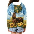 thumbnail image 4 of Uourmeti Art Horse Sunflower Youth Zip Up Hoodie Lightweight Long Sleeve with Pockets Casual Athletic Outerwear Teens Size 10-12, 4 of 7