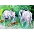 thumbnail image 2 of Kovacs, Anna Brigite 14x11 Black Ornate Wood Framed with Double Matting Museum Art Print Titled - Elephants Meeting, 2 of 4