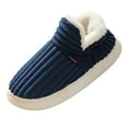 thumbnail image 2 of longantii Fluffy Slipper Booties Women Men,Plush Fuzzy Slippers Warm Fuzzy Comfy House Anti-Slip Thick Sole Winter Slipper(Navy), 2 of 5