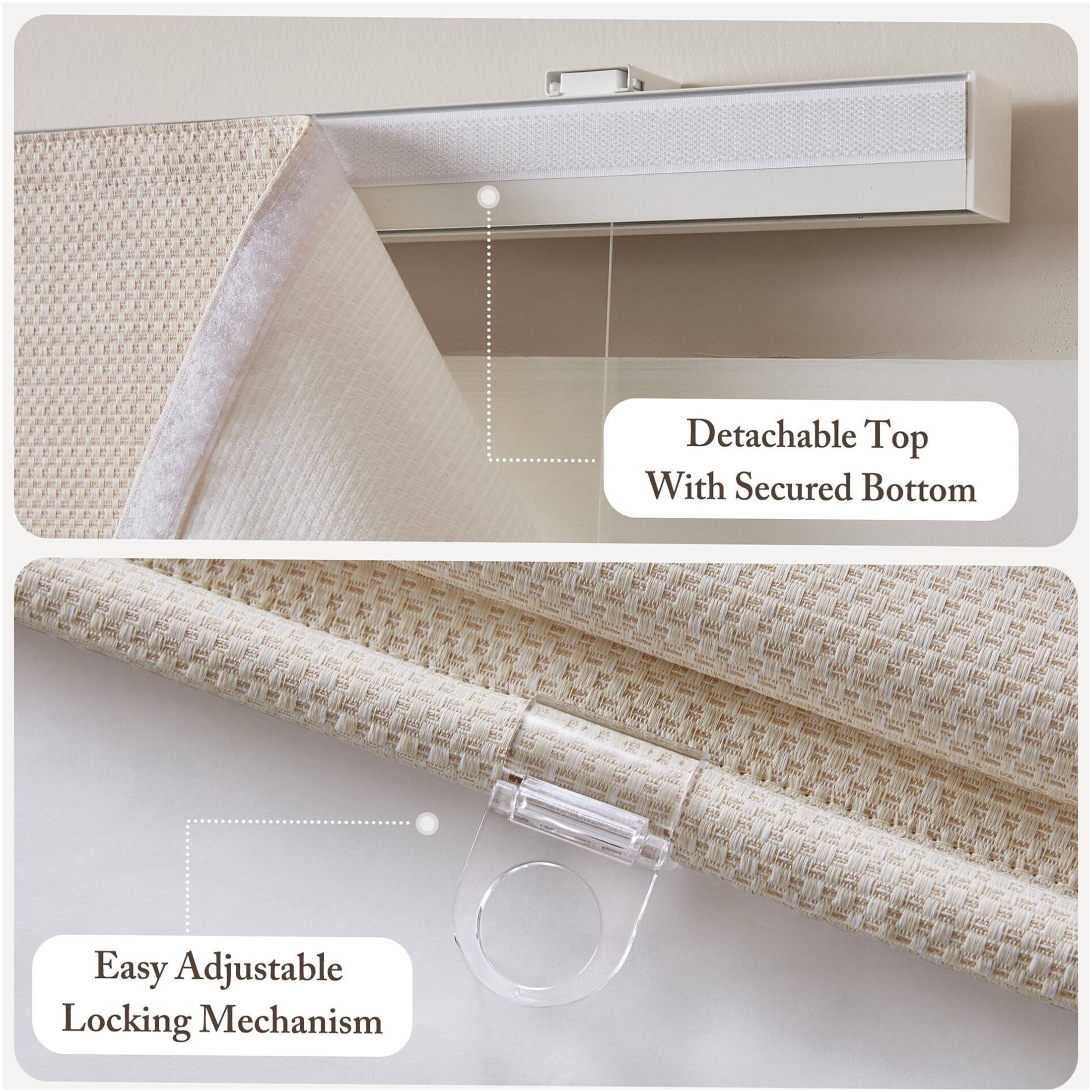 JERFIT 64" Ivory Cordless Roman Shade, Polyester Blackout Window Blinds with Thermal Insulation for Privacy, 23" Width