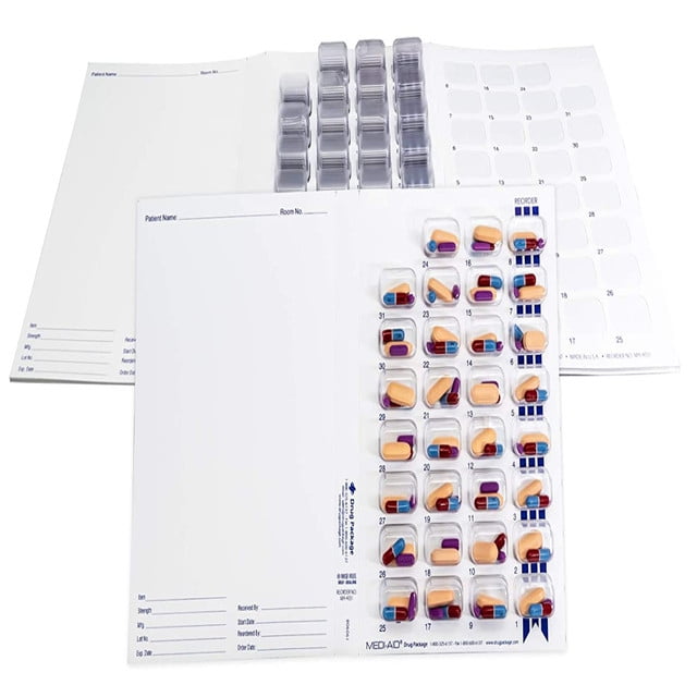 Monthly XL Medication Blister Cards for Pills, 6 Pack, Medicine Organizer