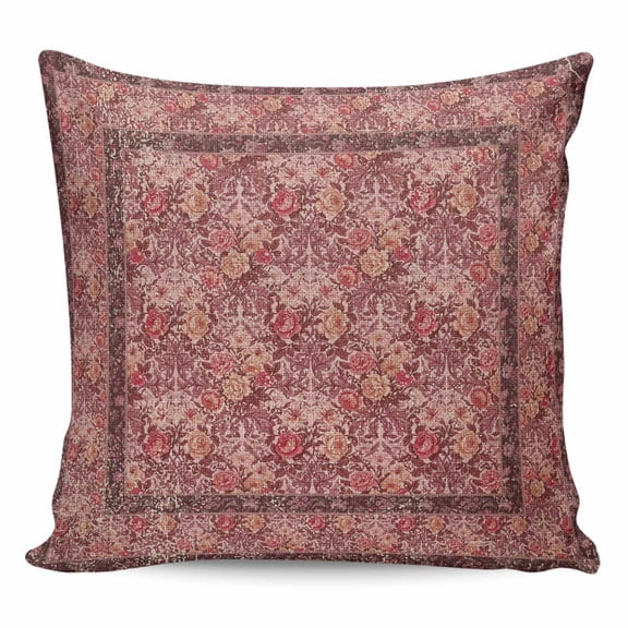 Throw Pillow Covers 20x20 Inch, Red Boho Decorative Pillow Cases for Couch Sofa Bed, Vintage Ethnic Tribe Abstract Art Floral Cotton Linen Square Home Decor Pillowcases with Hidden Zipper