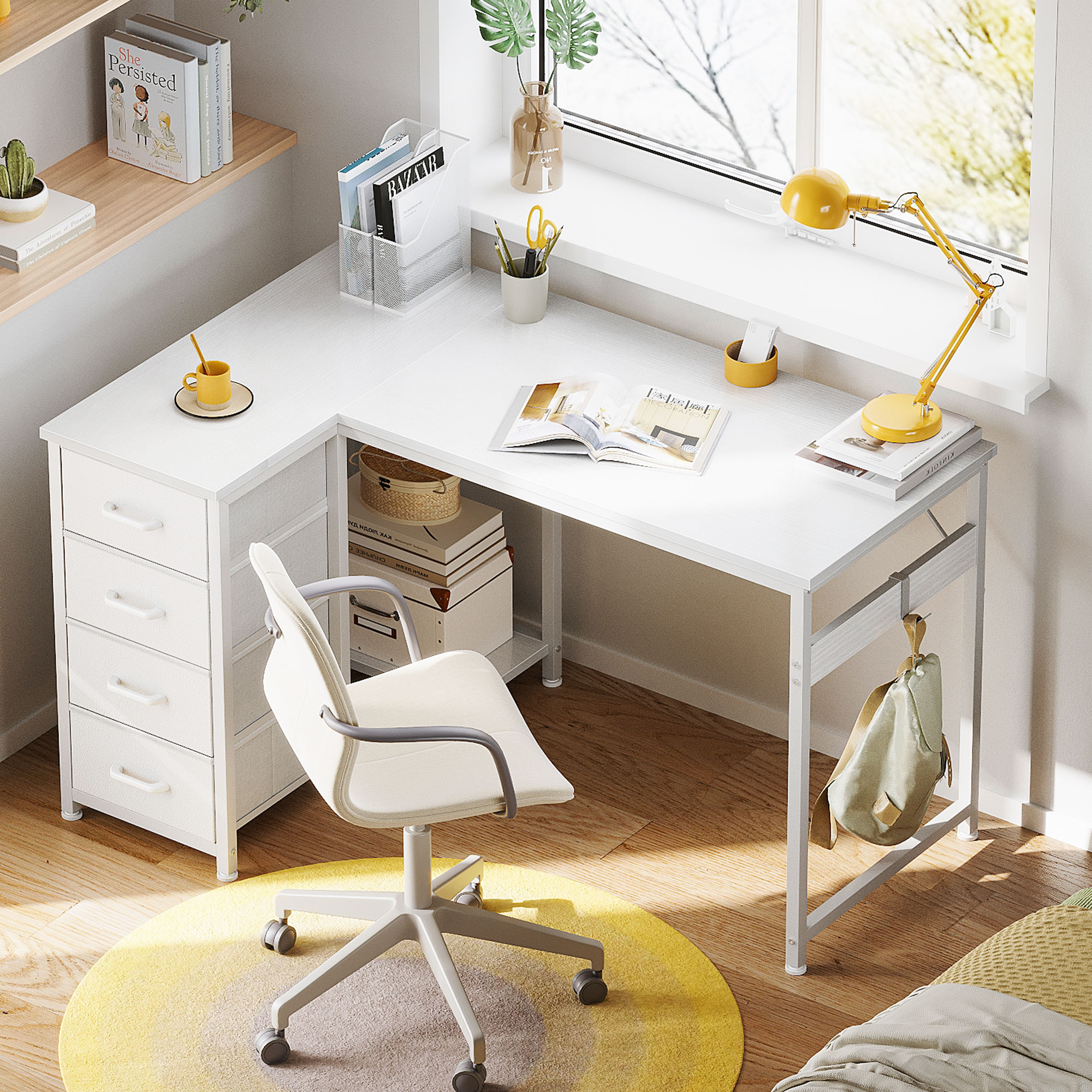 Casacomoda 48" Computer Desk with 4 Drawers, White photo 4