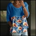 thumbnail image 2 of Blouses for women dressy casual Bubble Wrinkles Soft Clothing XXXL Blue womens blouses, 2 of 3