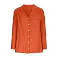 thumbnail image 6 of XuJwPNcy Women's Plus Size Button down Shirts Long Sleeve Solid Color Blouses Business Work Tops with Pocket Fall Outfit for Women（Orange,X-Large), 6 of 6