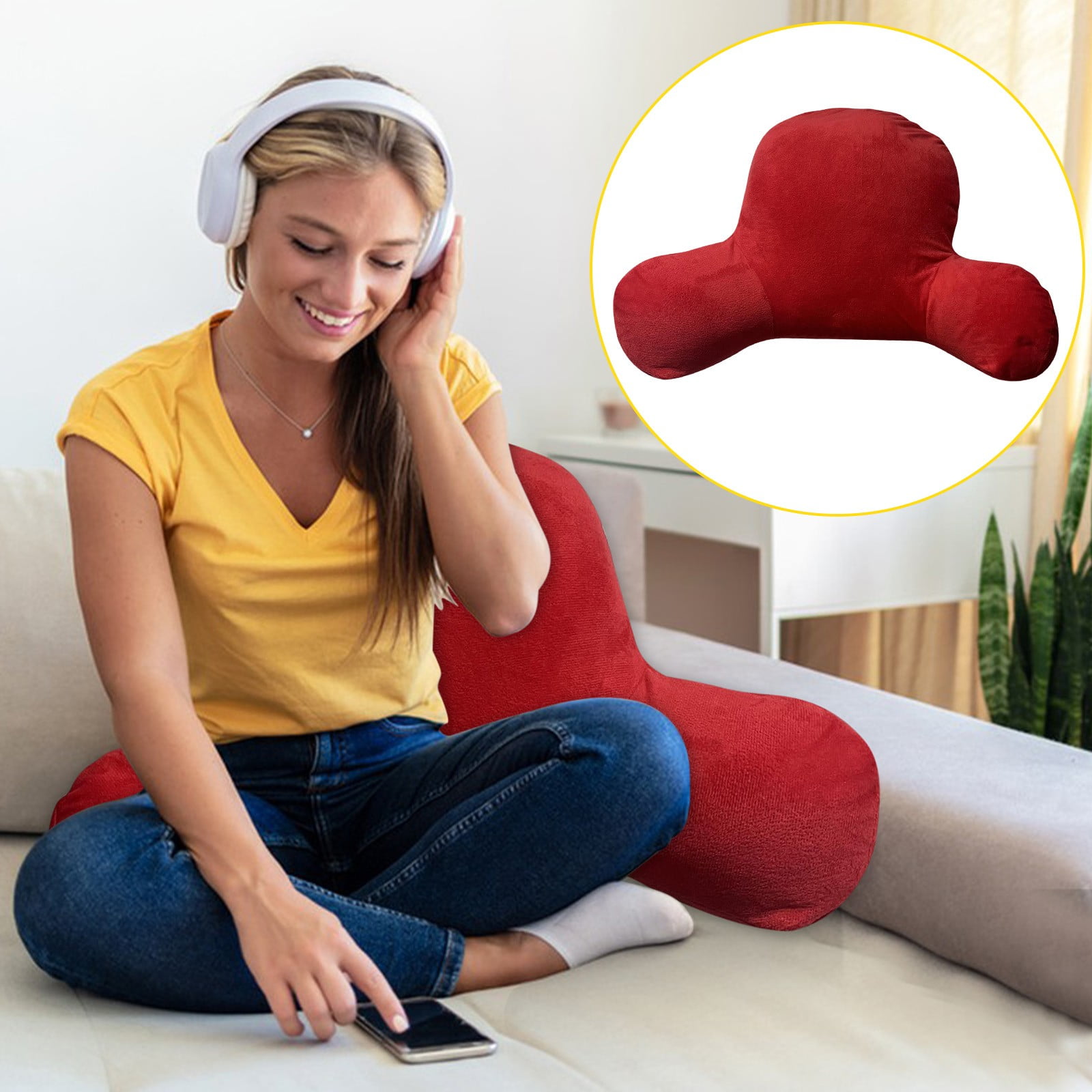 Floor Pillows Bed Rest Pillow with Arms, Reading Pillows Perfect
