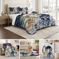 thumbnail image 6 of Quilts Full Size Bedding Set, Christmas Sea Turtle Lightweight Quilted Comforter, Winter Snowflakes Coastal Navy Blue Soft Reversible Bedspread Coverlet with Pillow Covers for All Season, 78" x 90", 6 of 9