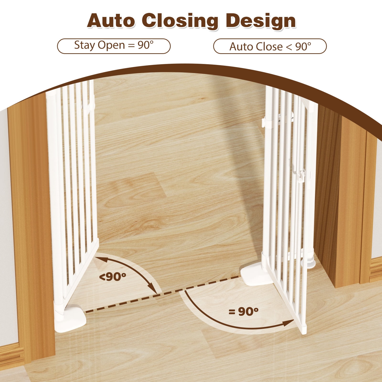XJD 71" Extra Tall Cat Gate – Fits 30.31"-38.2" Wide Openings, Auto-Close, Narrow 1.37" Gaps, No-Drill Pressure Mount, Double Opening Design Pet Gate, White