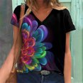 thumbnail image 1 of QLEICOM Trendy Floral T-Shirt, Women's Summer Short Sleeve Tunic Tops, Plus Size V Neck Graphic Tees Shirt, Casual Comfy Blouses T-Shirts Pullover Tees S-2XL, Gifts for Mom, 1 of 3