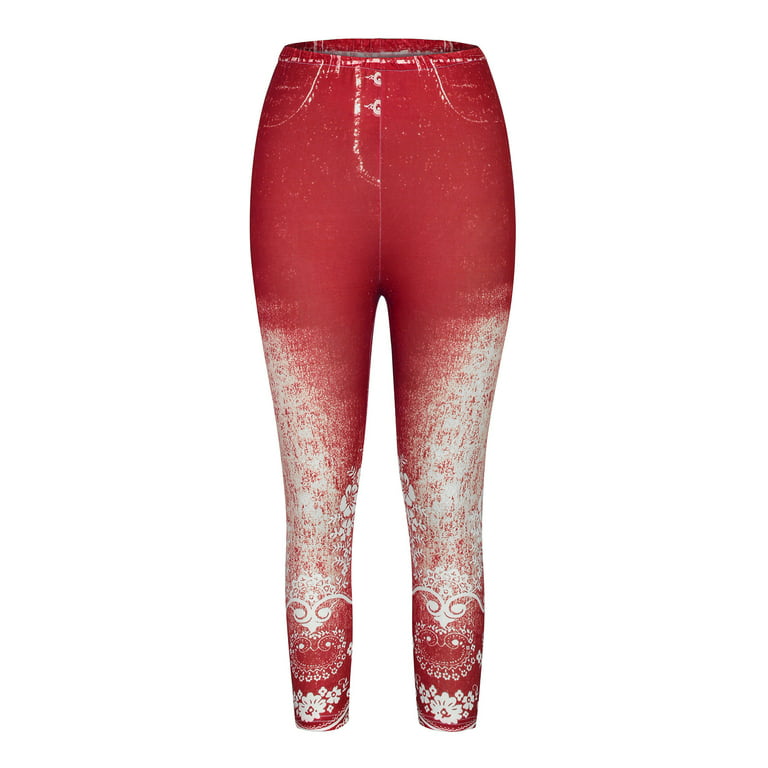 Plus Size Jeans for Women Stretch Printed Leggings High Waisted Capri Pants  Fashion Denim Pants