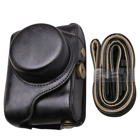 PU Leather Camera Case Bag with Shoulder Strap for Fujifilm X100 Series Cameras, Lightweight Black