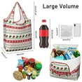thumbnail image 3 of 5 Pack Foldable Shopping Bag,Red Christmas Stocking and Snowflake Pattern Reusable Grocery Bags with Pockets,Large Reusable Tote Bags with Handles Waterproof & Lightweight, 3 of 6