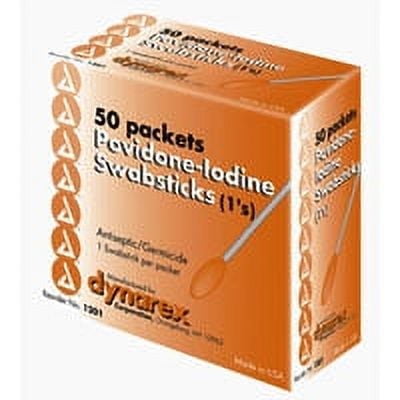 Povidone-Iodine Antiseptic Swabsticks By Dynarex - 50 Ea