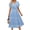 Blue, variant on Women Summer Dresses Short Sleeve V Neck A-Line Midi Dress Ladies Boho Beach Floral Print Sundress
