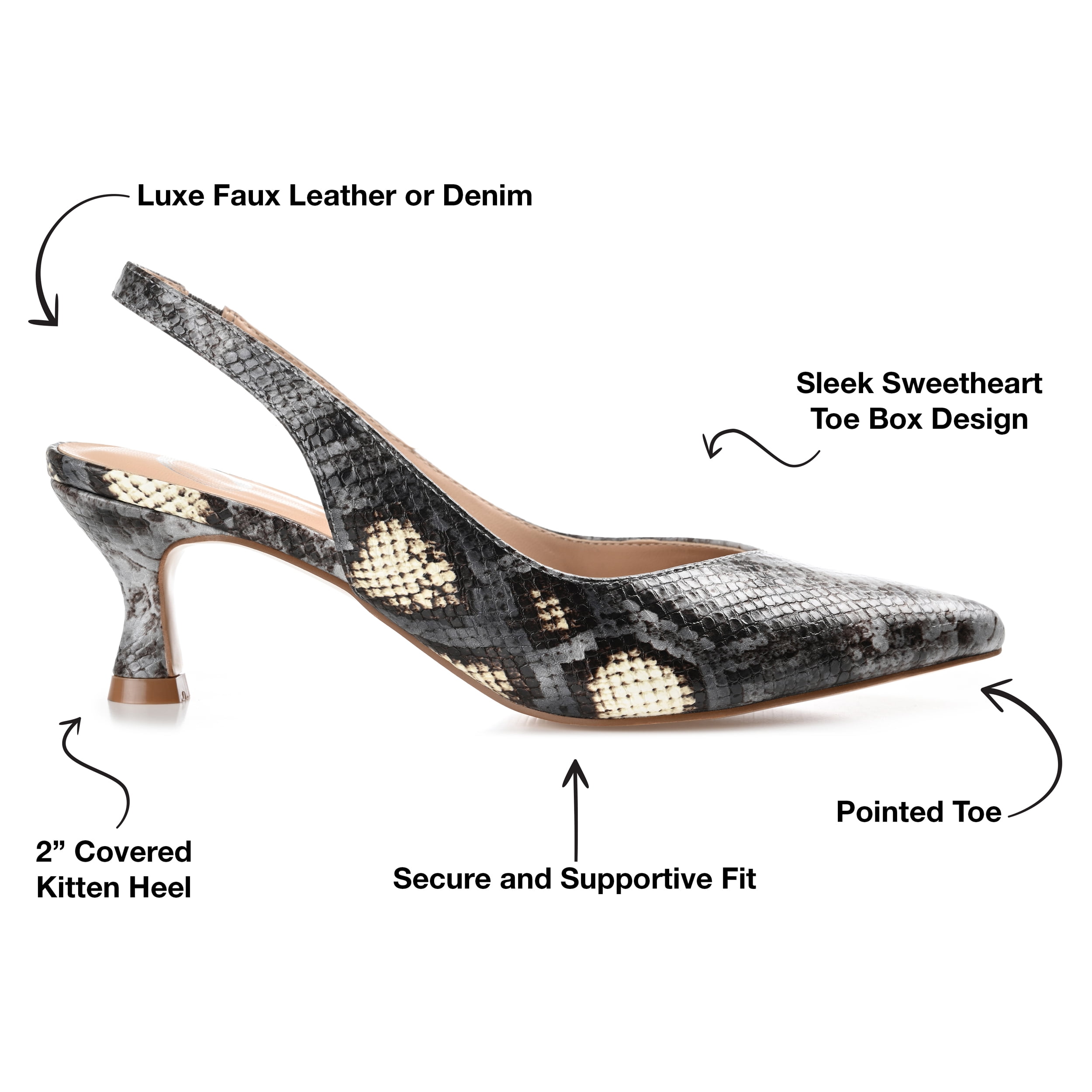 Journee Womens Mikoa Kitten Heel Sling Back Pointed Toe Pumps, Widths Available