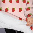 thumbnail image 3 of Oversized Wearable Blanket Hoodie,Red Strawberry Plants Fruit Pink Pattern Sherpa Blanket Hoodie with Super Pockets,Super Warm Fuzzy Pullover for Women & Men, 3 of 6