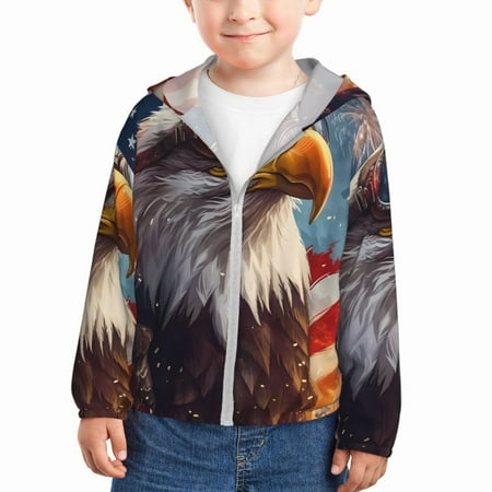 

Lukts Bald Eagle Pilot Print Children s Long-Sleeved Sun Protection Clothing Hooded Sweatshirts for Boys and Girls Outdoor Sports-4 Years