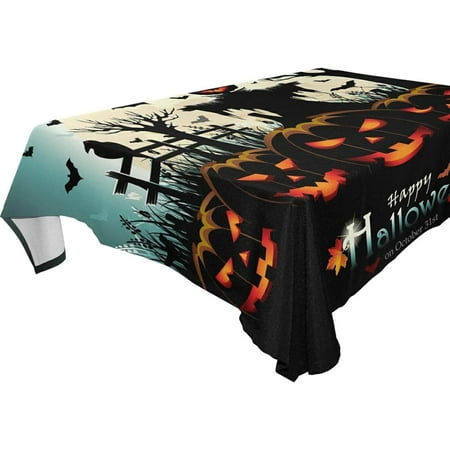 

Hyjoy Halloween Pumpkin Tablecloth Waterproof Washable Polyester Square Table Cover Durable Tablecloth for Kitchen Dining Table Party Decor (54 X 72 Inch)