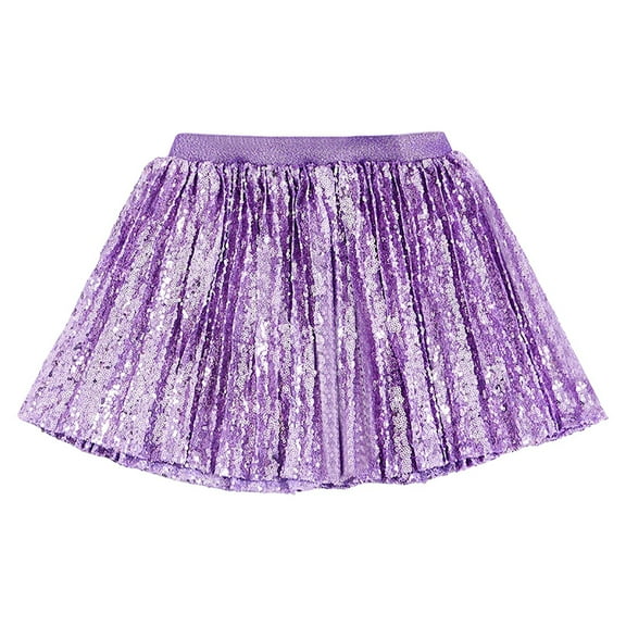Mepaouo Girls Sequin Skirt Toddler Pleated Sparkly Tutu Elastic Waist Kids Party Skorts Sizes S-3X
