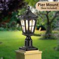 thumbnail image 3 of Dusk to Dawn Post Lights Hardwired 120V with Pier Mount Base, Anti-Rust Outdoor Pole Lantern Light Fixture with Water Ripple Glass, Outside Black Aluminum Exterior Lamp for Patio, 3 of 8