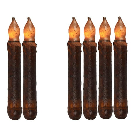 Set of 6 Vintage LED Taper Candles Lights Battery Operated Brightly Realistic Yellow Flicker Wax Flameless Candles for Halloween,Wedding Centerpieces,Window, Chandelier,