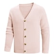thumbnail image 4 of Fgnfyis Work Jackets for Men Knitted Cardigan Sweater Button up Long Sleeve Lightweight Soft Yarn Fabric Winter Coats for Men Light Pink L, 4 of 5