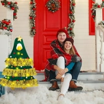 23 Inch Pre-Lit Christmas Tree Door Garland - Battery Operated LED Lights for Outdoor/Indoor Holiday Decor - Waterproof Polyester