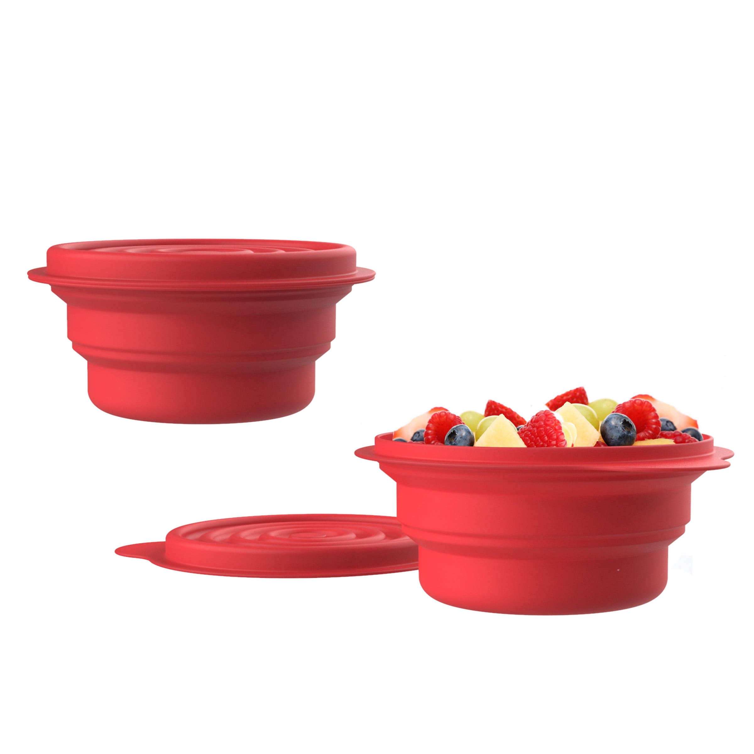 YAPROMO 1000 ML Collapsible Travel Bowl Silicone Pet Bowl with Lid Camping  Hiking Picnic Bowl Portable Lunch Salad Fruit Bowl Green 1000ML