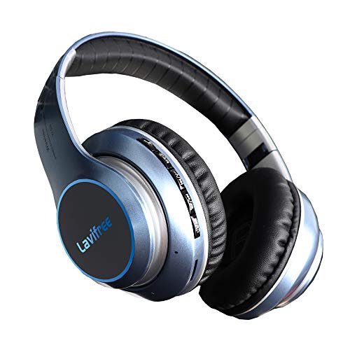 Cascos inalámbricos Bluetooth con micrófono, plegables, LED y alta fidelidad (Azul)
