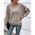 thumbnail image 3 of Cogild Ribbed Knit Pullover Striped Sweaters for Womens Lightweight Shirts for Ladies Long Sleeves Crewneck Design Cozy Oversized Tops, 3 of 7