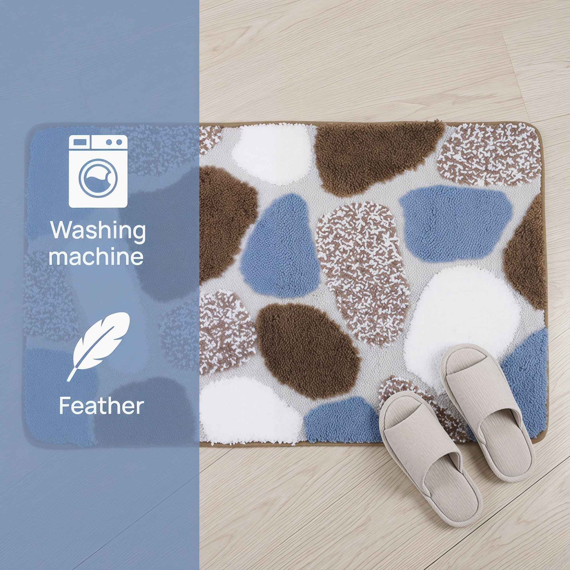 Unique Bargains Absorbent Non-Slip Plush Quick Dry Machine Washable Bath Mat Blue 24"x16"