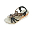 thumbnail image 2 of Women's Flat Sandals Women's Fashion Casual Bohemian Roman Beach Leisure Round Toe Wedges Sandals Black, 2 of 9