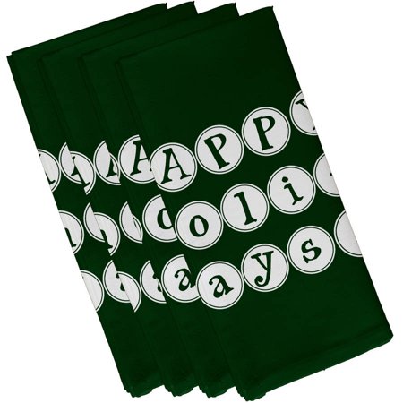 Simply Daisy 19  x 19  Happy Holidays Word Print Napkins  Set of 4