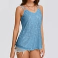 thumbnail image 6 of Women's Sequin Sparkly Tank Top Camisoles Summer Sleeveless Shirts Casual Solid Color Cami Blouses for Club Party Performance V-Neck Concert Vests Outfits, 6 of 7