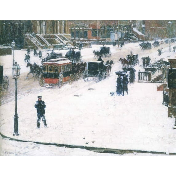 Fifth Avenue In Winter-Hassam - CANVAS OR FINE PRINT WALL ART